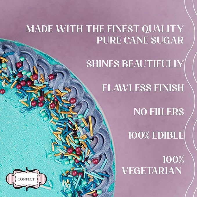 Confect Blue Edible Sprinkles – Vegan, Gluten-Free Mix with Jimmies, Pearl Dragees & Sparkling Sugar – Assorted Shades of Persian & Poppy Blue for Cake and Cupcake Decorating- 5 Oz