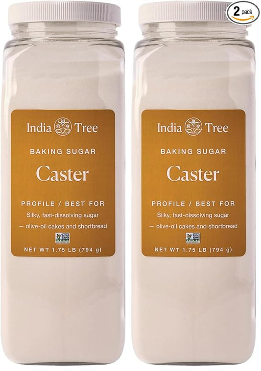 India Tree Superfine Caster Sugar,1.75 lb | NonGMO,Gluten-Free Premium Baking & Dessert Cane Sugar,(Pack of 2)