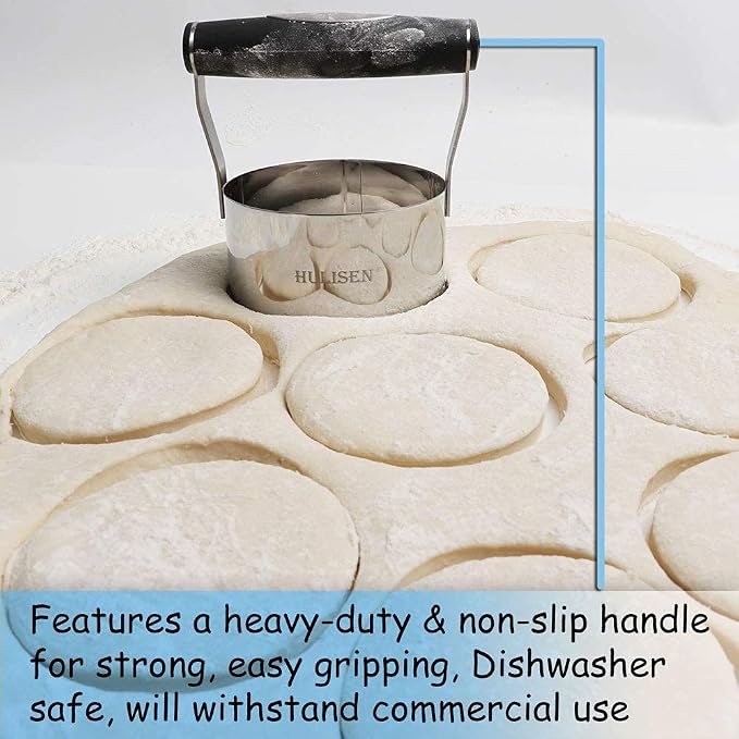 HULISEN 3 inch Biscuit Cutter, Stainless Steel Round Cookies Cutter with Soft Grip Handle, Gift Package