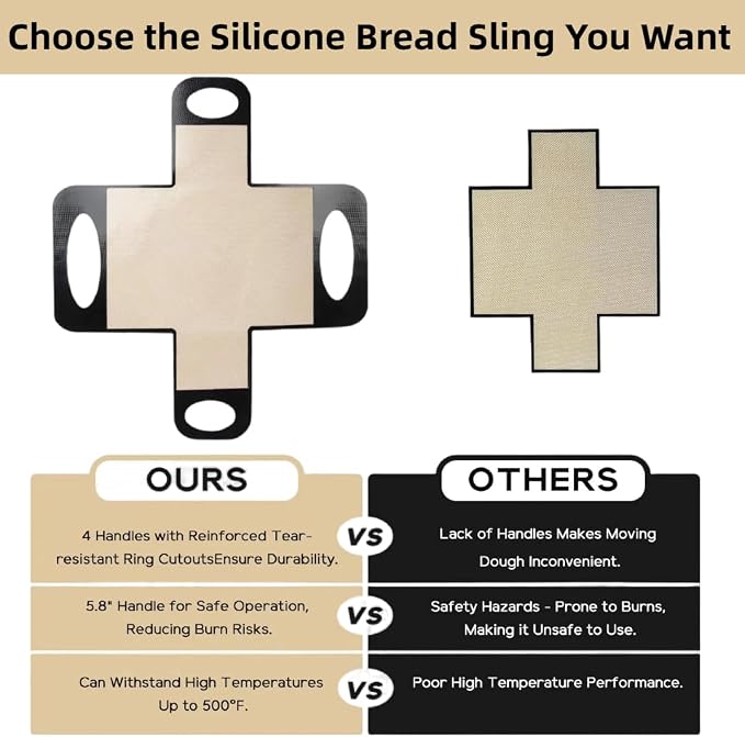 2Pcs Reusable Silicone Bread Loaf Pan Liner - Premium Silicone Bread Sling for Dutch Oven, Perfect for Sourdough Baking Mat & Loaf Pans for Baking Bread 9x5