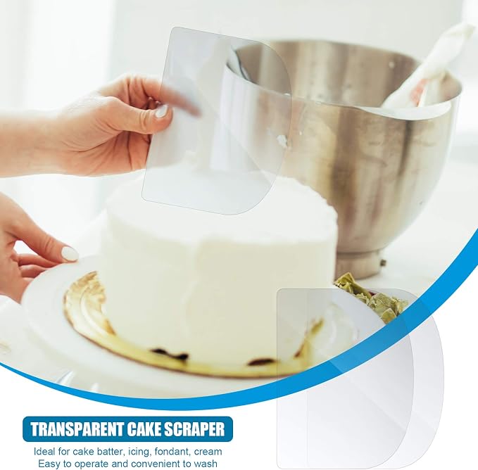Patelai 15 Pieces Transparent Cake Cream Scraper Flexible Plastic Cake Scraper Smoother Pastry Spatula for Bread Pastry Decorating Supplies DIY Kitchen Bakery Baking Tool