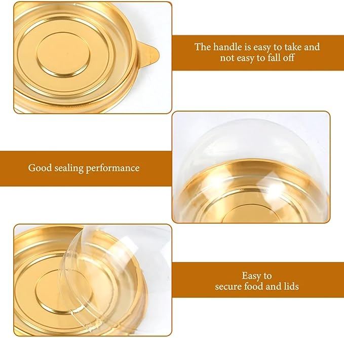 50Pcs Clear Plastic Mini Cake Box with Dome Lids, Mini Muffin Container Box Mooncake Dome Box Pastry Baking Packaging Boxes Wedding Birthday Gifts Supplies (Black Base)