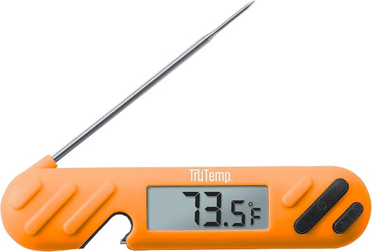 Taylor TruTemp Digital Instant Read Thermometer Meat Probe for BBQ Kitchen with Built in Bottle Opener, Reliable Folding Probe Easy Read LCD Grilling Cooking Tool, Orange