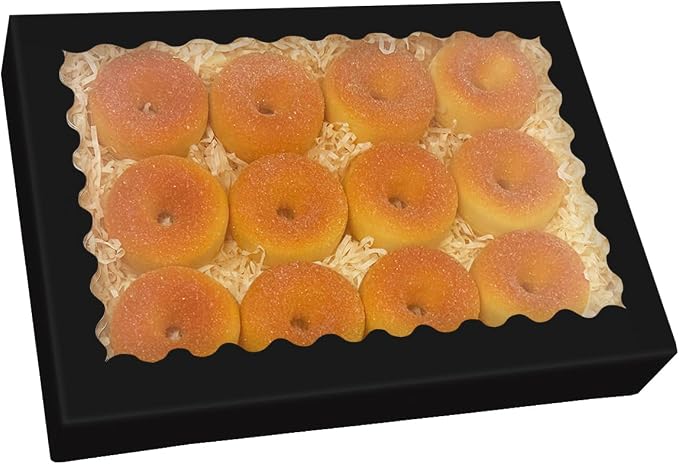 qiqee Auto-pop Up Black Cookie Box with Window 24Pcs 14x10x2.5 inch Pastry Macaron Bakery Box For Packaging