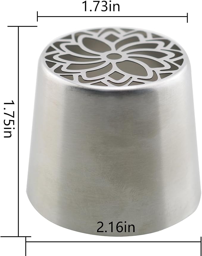 Stainless Steel Extra Large Russian Piping Nozzle 3D Floral Pattern Baking Tool Cream Icing Piping Nozzle For Cake Decoration Pastries Cupcakes 2.16 x 1.75 x 1.73 inches