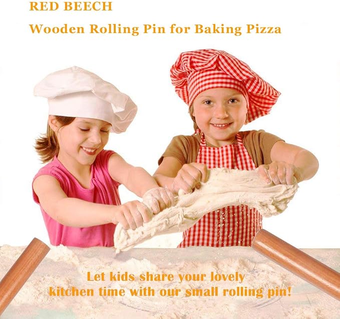 Wooden Rolling Pin for Baking Pizza making, Professional Dough Roller Rolling Pins Wood, 15-3/4-Inch by 1-1/4 Inch, Beech Wood for Baking Pizza, Clay, pasta, Cookies, Roller Pins Baking (Wooden)