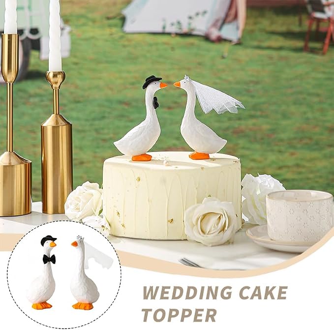 Fun Wedding Cake Toppers Unique Goose Cake Toppers, Couples Wedding Cake Decorations, Cool and Fun Wedding Cake Topper，Bride and Groom Engagement Anniversary