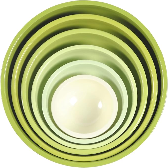 Melamine Mixing Bowls with Lids - 12 Piece Nesting Bowls Set 6 Bowls and 6 Lids, Mixing Bowl Set (Green Ombre)