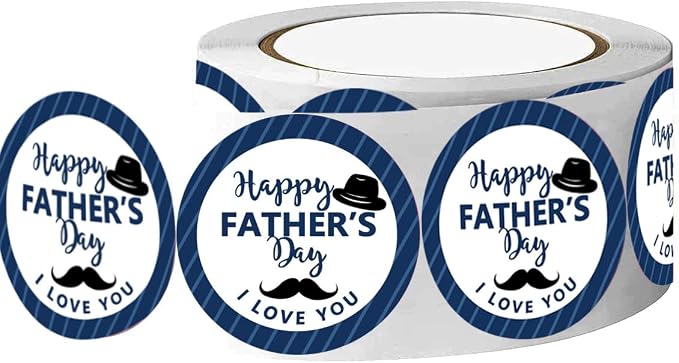 Happy Father's Day Envelope Seals Labels Stickers Party,2 Inch Father's Day Gift Wrap Circle Labels for Party Favor,500 Stickers Per Roll