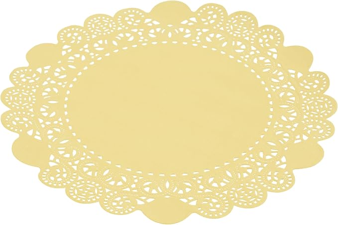 Pastry Tek 8 x 8 Inch Paper Lace Doilies, 4000 Disposable Table Doilies - Elegant Lace Finish, Long Lasting, Yellow Paper Doily, for Pastries, Cupcakes, Desserts - Restaurantware