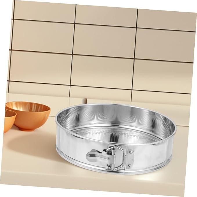INOOMP Stainless Steel Springform Cake Pan 9-inch Removable Bottom Leakproof Lock for Cheesecake Baking Kitchen Bakeware with Reliable Spring Clip