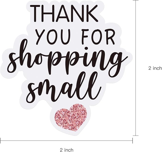 WRAPAHOLIC 2 Inch 500 Total Business Stickers Roll - Thank You for Shopping Small Text Design, Thank You Lables, Shipping Stickers for Party Decorations and Craft
