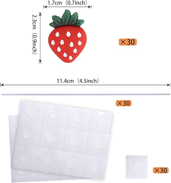 30 Pack Strawberry Cupcake Toppers Red Glitter Strawberry Cupcake Picks for Fruit Baby Shower Kids Birthday Summer Berry Cupcake Decorations Party Supplies