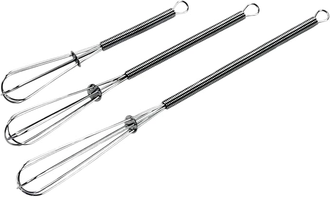 Chef Craft Classic Mini Sturdy Whisk, 5.5, 7, and 9 inch 3 piece set, Chrome