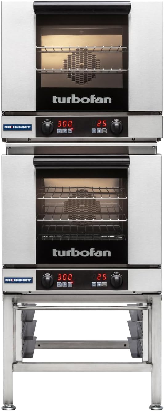 Moffat Turbofan Full Size Countertop Electric Convection Oven w/Stand, Double Stack, Digital Control, 208v/50/60/1ph