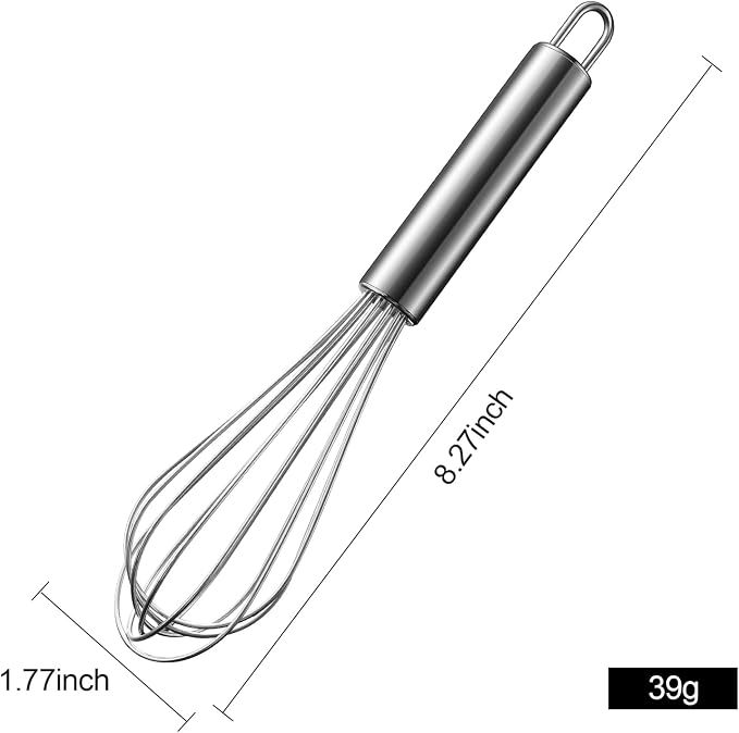 Aniso Stainless Steel Whisk (8.4 inches, Silver) | which works great for cups and small containers ， it's great for small-batch tasks
