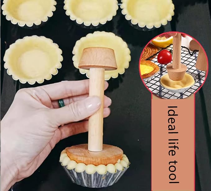 3 Pieces Wooden Tart Tamper Set Double Side Pastry Dough Tamper Egg Tarts Tamper Pastry Tools DIY Cake Pastry Tools for Making Egg Tart, Pasta, Cheesecakes Dessert Kitchen Baking Tools