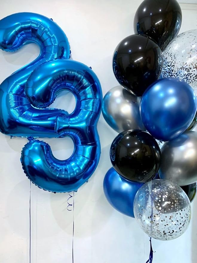 Metallic Blue Number 9 Balloon 40 Inch, 9th Birthday Party Decorations for Children, Giant 9 Foil Balloon for Party Supplies