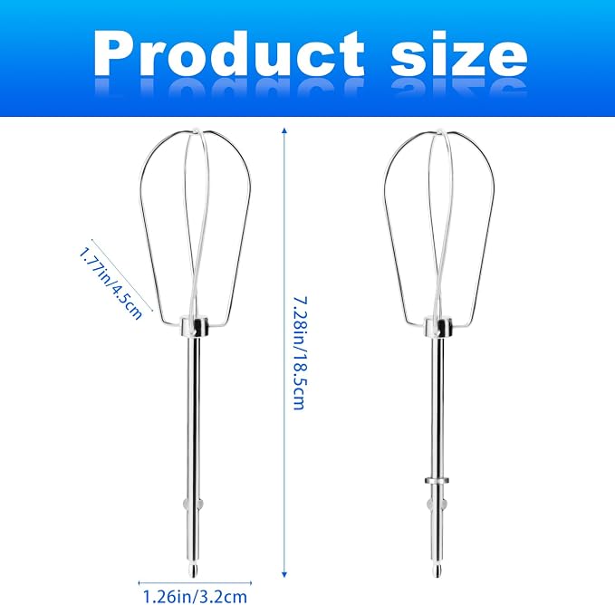 2pcs Hand Mixer Beaters Attachments Compatible with, Universal Stainless Steel Hand Mixer Beaters Replacement for Cooking and Baking Tool Accessory