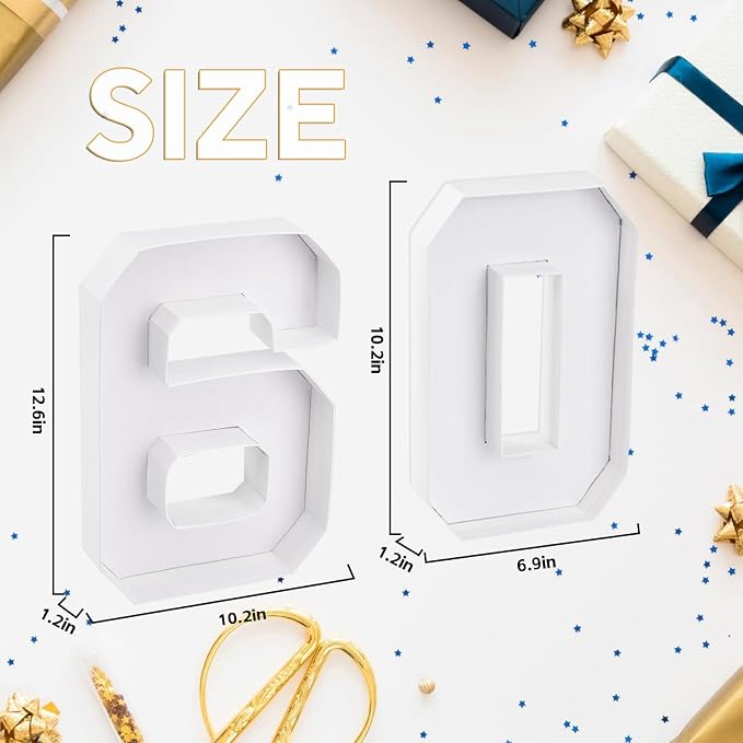 60 Set Cardboard Number for Charcuterie 10.2'' Fillable Tray Charcuterie Paper Box for 60th Birthday Anniversary Party Decorations Chocolate Candy Cupcake Container