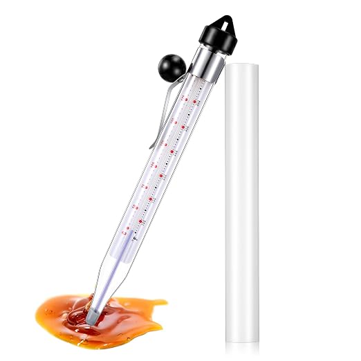 Photect Candy Thermometer with Pot Clip 8" Deep Fry Oil Thermometer for Candy Making Instant Read Cooking Food Sugar Syrup Jam Jelly Oil Temperature Kitchen Accessories(Black,1 Pcs)