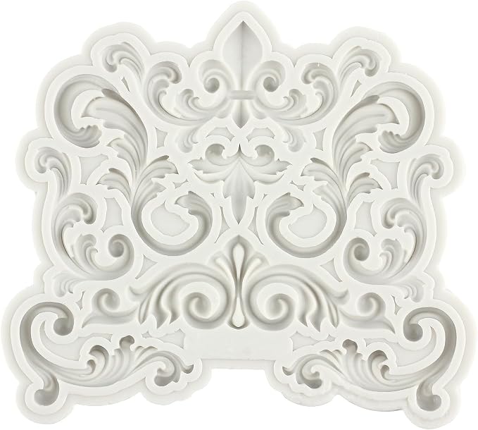 Baroque Fondant Mold Curlicues Scroll Lace Silicone Molds Filigree Mold 3D Sculpted For Sugar Cake Decorating Cupcake Topper Candy Chocolate Gum Paste Polymer Clay