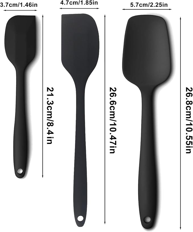 3 Pcs Silicone Spatula,Food Grade Rubber Spatula, Spatulas Silicone Heat Resistant, Used for Baking, Cooking, non Stick, Dishwasher Safe, BPA Free