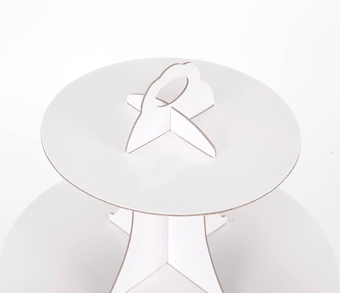 YLDW Cupcake Stand 2Pcs, 3-Tier Cupcake Stand Display, Cardboard Cup Cake Tower Stand, Disposable Dessert Stand for Birthday Tea Party Baby Shower Treat Decorations, White
