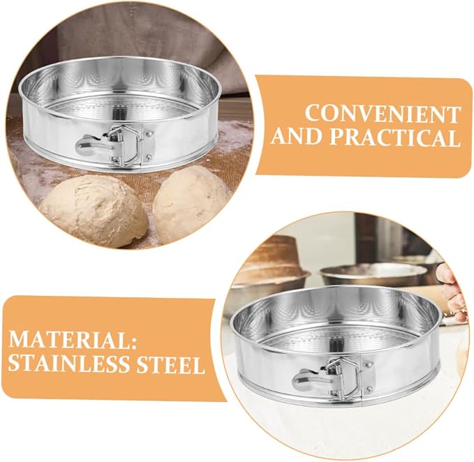INOOMP Stainless Steel Springform Cake Pan 9-inch Removable Bottom Leakproof Lock for Cheesecake Baking Kitchen Bakeware with Reliable Spring Clip