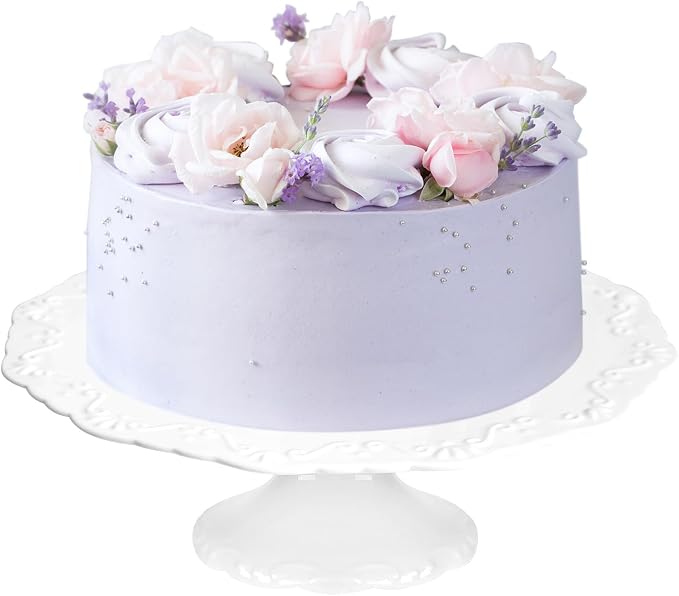 12 Inch Cake Stand for 10 Inch Cakes, Porcelain Wedding Cake Stand for Party, Round Dessert Cake Display Stand Plate - Elegant White Cake Pedestal Stand for Birthday, Baby Shower, Christmas, and Party Display (12 Inch)