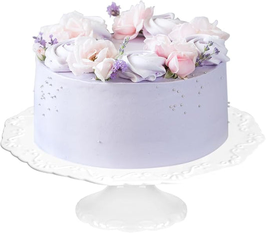 12 Inch Cake Stand for 10 Inch Cakes, Porcelain Wedding Cake Stand for Party, Round Dessert Cake Display Stand Plate - Elegant White Cake Pedestal Stand for Birthday, Baby Shower, Christmas, and Party Display (12 Inch)