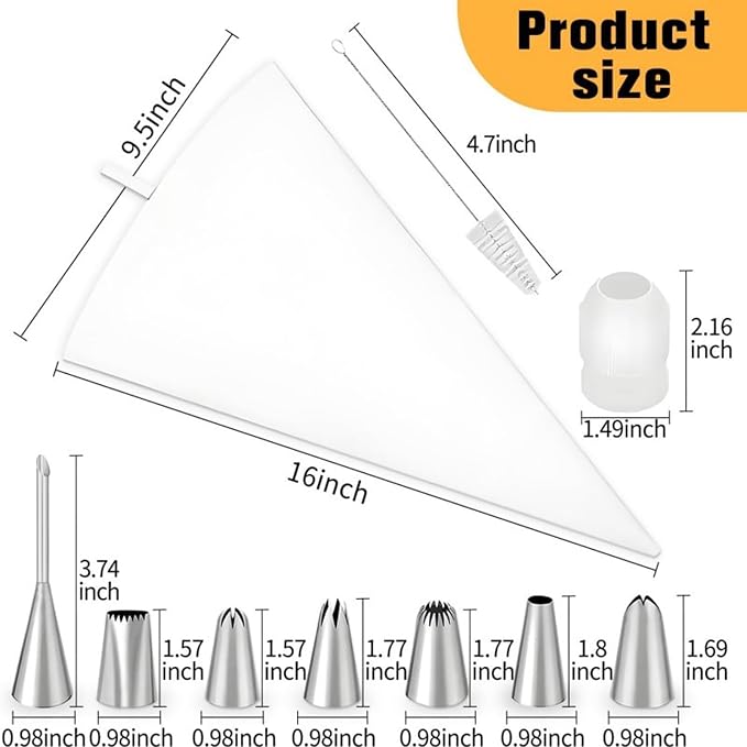 Baking & Pastry Tool Kit, 14 Nozzles & 6 Blue Scrapers, Reusable Bags & Ties, Versatile Kitchen Accessories for Decorating & Dough Shaping (20)