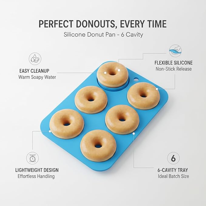 Silicone Donut Pan, 6-Cavity Baking Tray for Oven (1 PC)