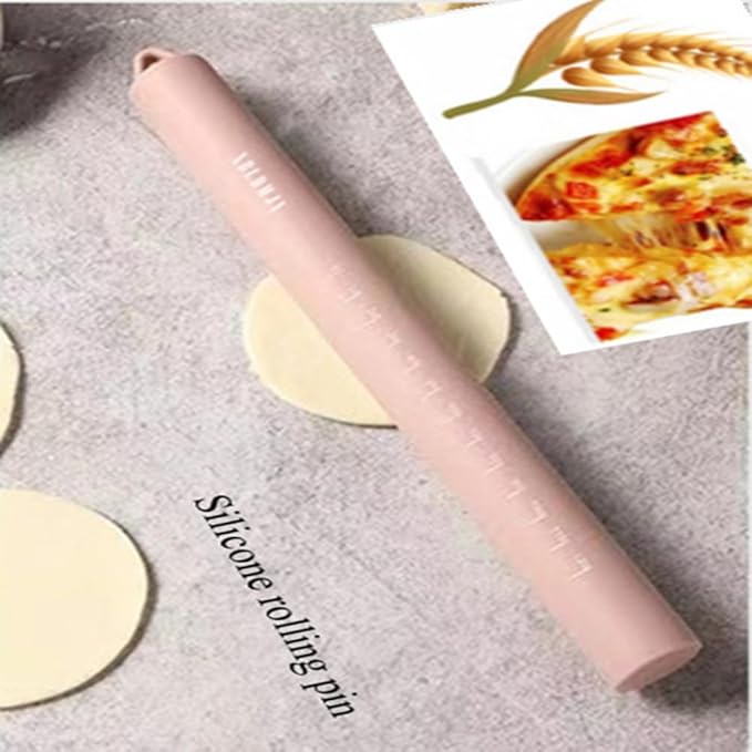 Small stainless Steel Inner Core Silicone Rolling Pin Non-stick Dough Roller(Pink)