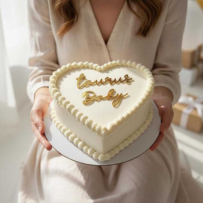 Taurus Cake Topper – Zodiac Birthday Decoration for Taurus Season, Horoscope Party Supplies for Baby or Adult Birthday (Taurus baby golden)