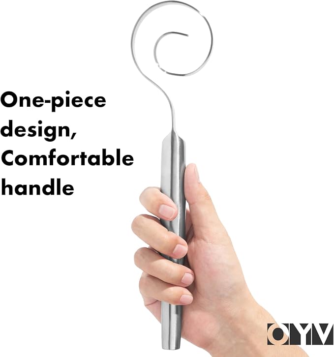 OYV 12-Inch Seamless Dough Whisk, 18/10 Stainless Steel Bread Whisk, Danish Whisk for Sourdough, Pizza, Cookies, Pancake & Waffle, Easy to Clean Sour Dough Tools