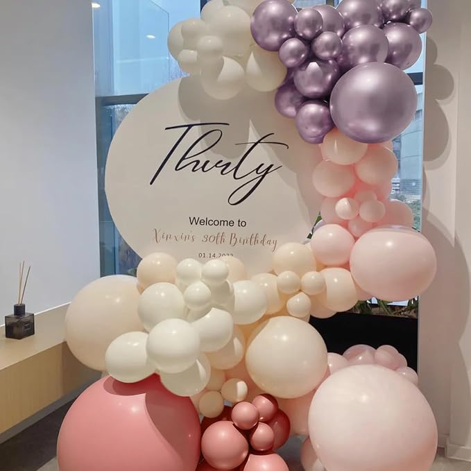 MEBAY Dusty Pink Balloon Arch Kit, 166Pcs Pastel Nude Light Pink Metallic Balloons Garland for Wedding Bridal Baby Shower Princess Girl Women Birthday Party Decorations