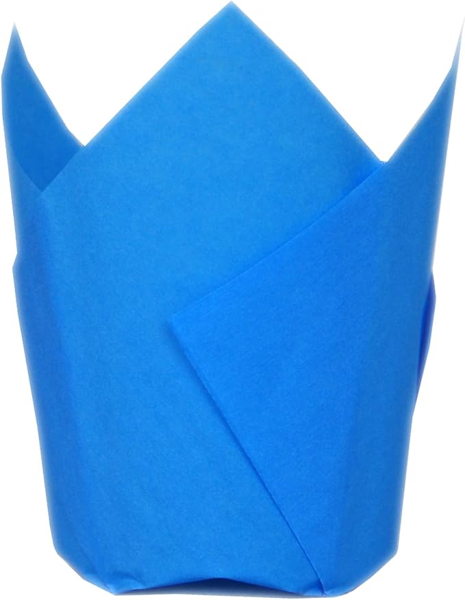 QLSmypkg Muffin Greaseproof paper Baking cupcake cups, 2" x 3 1/2" Blue Tulip Baking Cup Case of 125 pcs (Standard Size)(125, Blue)