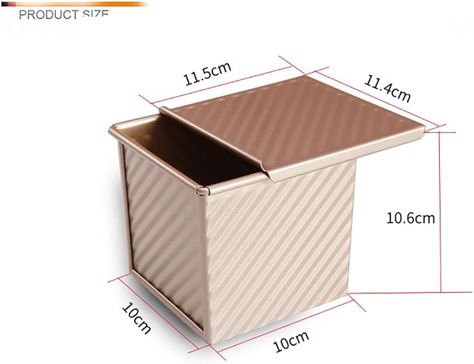pullman loaf pan Mini Loaf Pan , Nonstick Loaf Pan, Aluminized Steel Bread Toast Mold With Cover, 4.5 IN Gold 0.55Lb