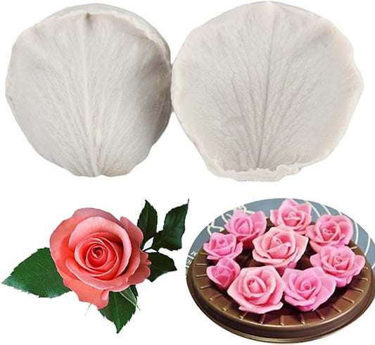 Rose Petals Silicone Fondant Mold Veining Petal Flower Mold For Cake Decorating Cupcake Topper Candy Chocolate Gum Paste Polymer Clay