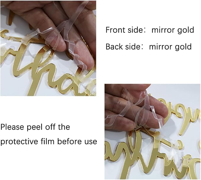 Happy 45th birthday cake Topper,Mirrored Gold Acrylic Durable Cake Topper,45th Birthday Party Cake Decorations,Hello 45th years old, Happy forty-five years old, Birthday Party Decorations