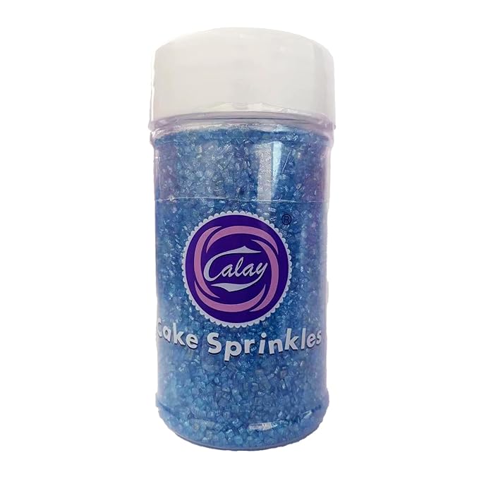 Sentovac Blue Sanding Sugar for Baking Edible Sparkling Coarse Sugar Crystals Sprinkles for Baking Topping Cake Cookie Cupcake Topper Ice Cream Decoration Supplies 3.2 OZ