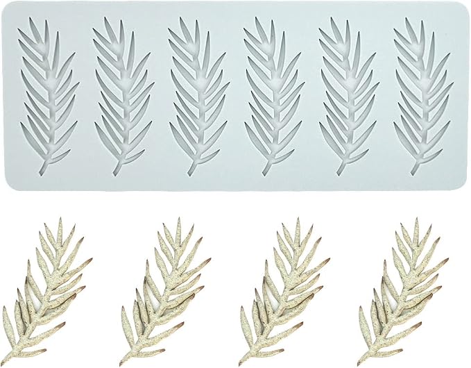 Fondant Silicone Moulds Tropical Leaves Silicone Imprint Mat Gum Paste Press Mold for Cake Chocolate Cupcake Decorating Cake Toppers Candy Cookies Resin Sugarcraft (E_8.20x3.40x0.12inch)