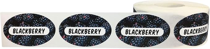 BlackBerry Grocery Store Food Labels 1.25 x 2 Inch Oval Shape 500 Total Adhesive Stickers