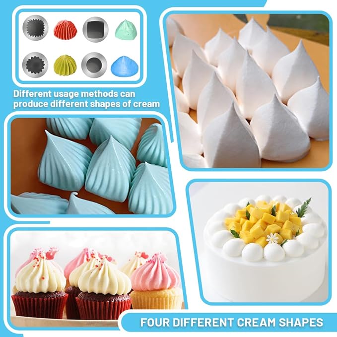 26PCS Extra Large Piping Tips and Bags Set,Jumbo Round Square Wide Star tip | for Churros,Eclairs,Macarons,Cupcakes, 4Jumbo Frosting Nozzles with 20Pcs 18Inch Large Pastry Bags Disposable,Brush,5Bag Ties