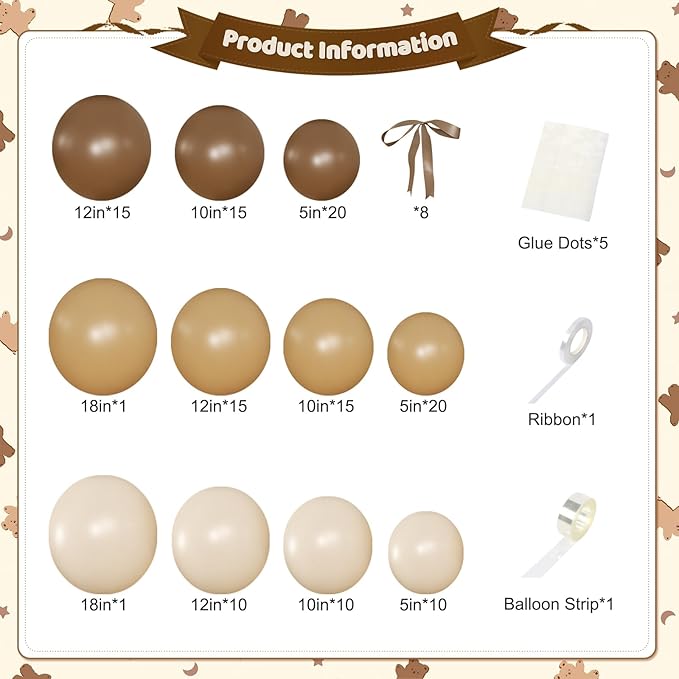 Brown Balloons Garland Arch Kit, 140Pcs Netural Nude Begie Balloons with Bows for Coquette Martini Birthday Party Decorations Bachelorette Bridal Shower Decor