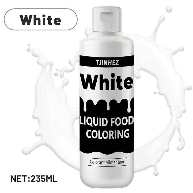 Food Coloring Liquid - Vibrant Concentrated Edible Food Dye for Baking, Cake Decorating & Icing - Tasteless Food Dye for Fondant, Easter Eggs, Macarons, Slime Coloring & DIY Crafts (White, 8 Fl.oz)