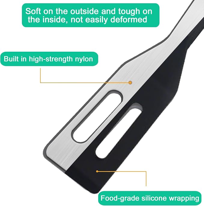 Small Silicone Spatulas 2 Pack: Mini Heat-Resistant Spatula for Nonstick Pans, Thin Baking Utensil for Cookies, Brownies & Kitchen Use (Black Set 2)