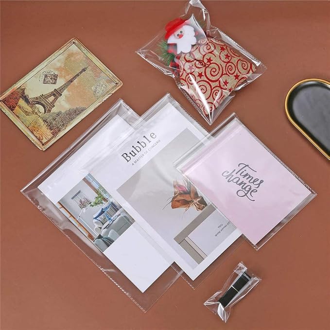 50 Pcs Clear Cellophane Bags 9" x 12" Resealable Self Seal Cello Cellophane Bags for Fits A4,Packaging, Letter, Small Business, Decorative Wrappers, Party Favors, Artwork and More