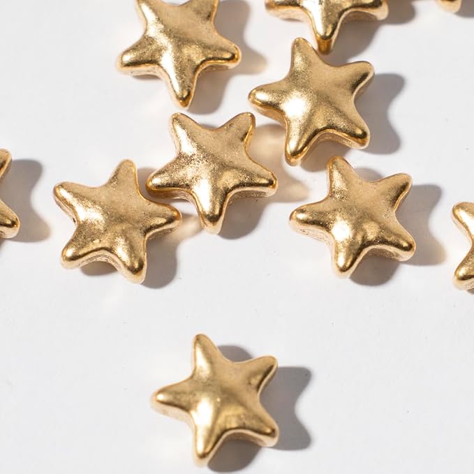 NIPEOR Golden Star Sprinkles, Edible Sparkling Pearl Sprinkles 4.6oz/130g, Gold Sugar Sprinkles for Cake Decorating, Cupcake Toppers, Cookie & Ice Cream Toppings, Festive Baking Decorations (Golden Star Sparkling)